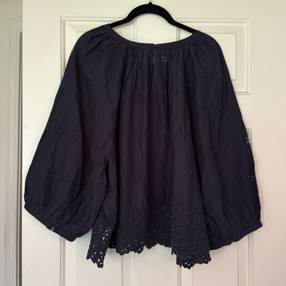 NWT Old Navy XXL Navy Blue Eyelet Peasant Oversized Top - Picture 5 of 5